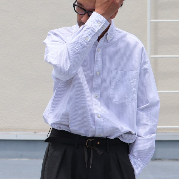 画像15: 播州織オックスフォードストライプ ボタンダウン 長袖 ボクシーシャツ【MADE IN JAPAN】『日本製』/ Upscape Audience