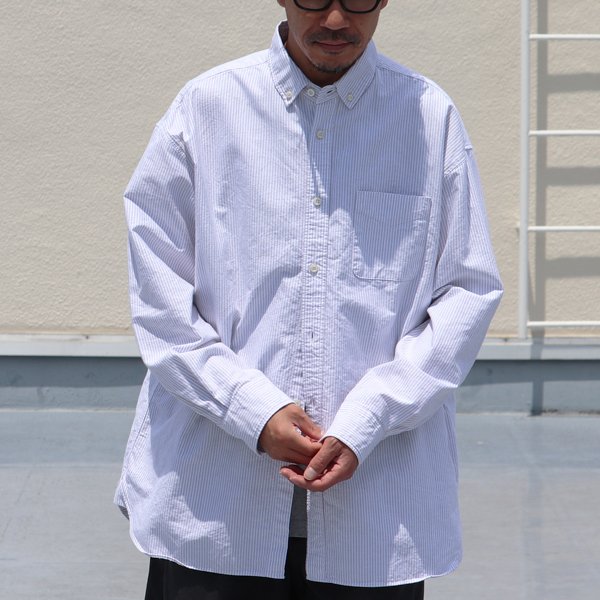 画像13: 播州織オックスフォードストライプ ボタンダウン 長袖 ボクシーシャツ【MADE IN JAPAN】『日本製』/ Upscape Audience