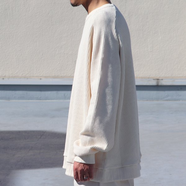 画像7: ビッグワッフル サドルショルダー ガゼットクルーネック XL ニットソー【MADE IN JAPAN】『日本製』 / Upscape Audience