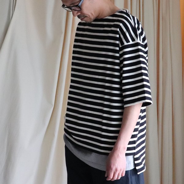 画像11: Basque10オンス(バスク天竺)フレンチボーダー ボートネック ボクシーハーフスリーブTEE【MADE IN JAPAN】『日本製』/ Upscape Audience
