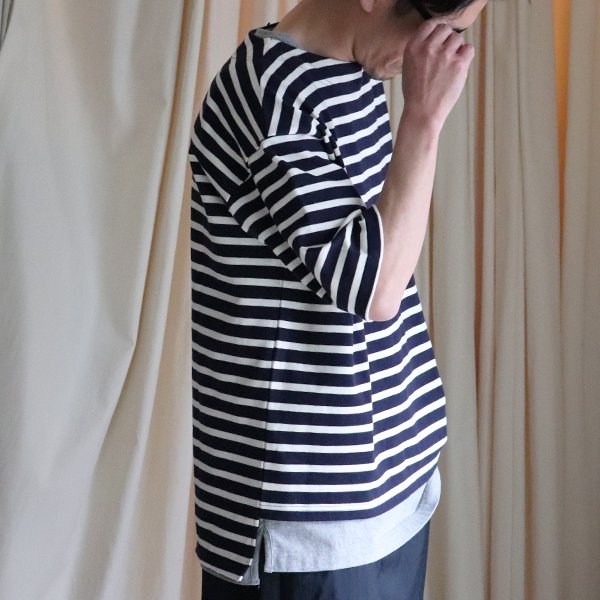 画像13: Basque10オンス(バスク天竺)フレンチボーダー ボートネック ボクシーハーフスリーブTEE【MADE IN JAPAN】『日本製』/ Upscape Audience