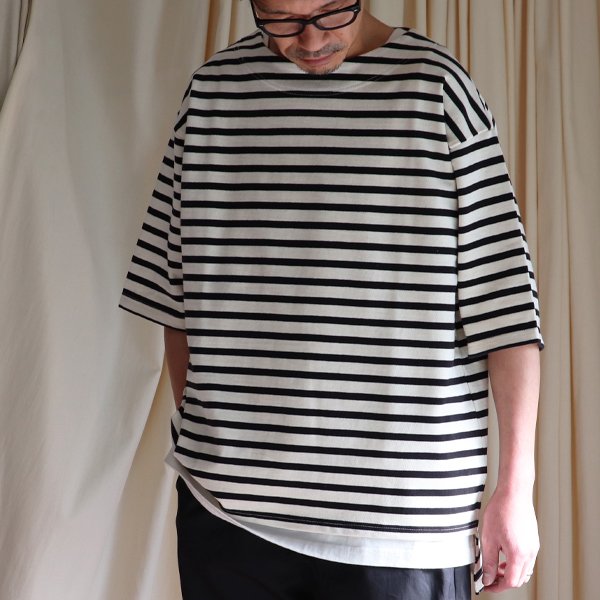 画像14: Basque10オンス(バスク天竺)フレンチボーダー ボートネック ボクシーハーフスリーブTEE【MADE IN JAPAN】『日本製』/ Upscape Audience