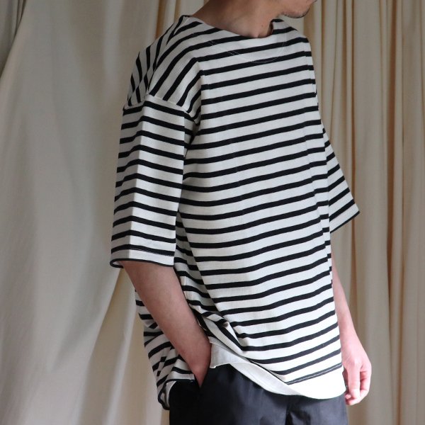 画像15: Basque10オンス(バスク天竺)フレンチボーダー ボートネック ボクシーハーフスリーブTEE【MADE IN JAPAN】『日本製』/ Upscape Audience