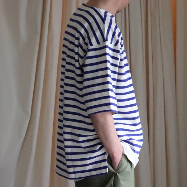 画像3: Basque10オンス(バスク天竺)フレンチボーダー ボートネック ボクシーハーフスリーブTEE【MADE IN JAPAN】『日本製』/ Upscape Audience