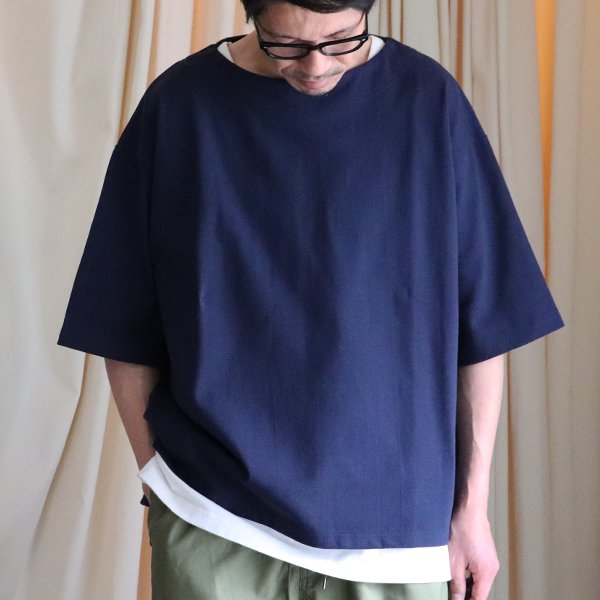 画像4: Basque10オンス(バスク天竺)フレンチボーダー ボートネック ボクシーハーフスリーブTEE【MADE IN JAPAN】『日本製』/ Upscape Audience