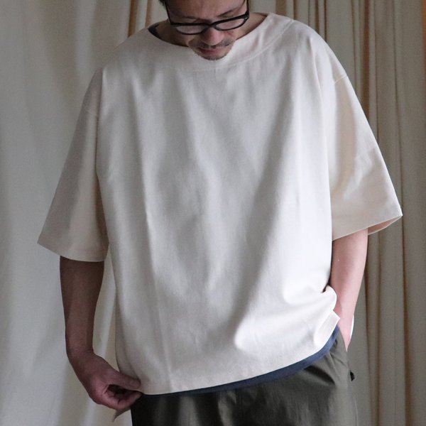 画像8: Basque10オンス(バスク天竺)フレンチボーダー ボートネック ボクシーハーフスリーブTEE【MADE IN JAPAN】『日本製』/ Upscape Audience