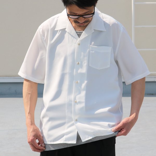 画像9: レーヨンライク ピーチファイユ オープンカラー ハーフスリーブ シャツ【MADE IN JAPAN】『日本製』/ Upscape Audience