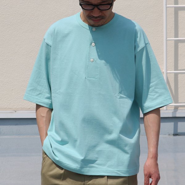 画像2: 17/1 空紡糸天竺（12オンス）ヘンリーネック ハーフスリーブ Tシャツ【MADE IN JAPAN】『日本製』/ Upscape Audience