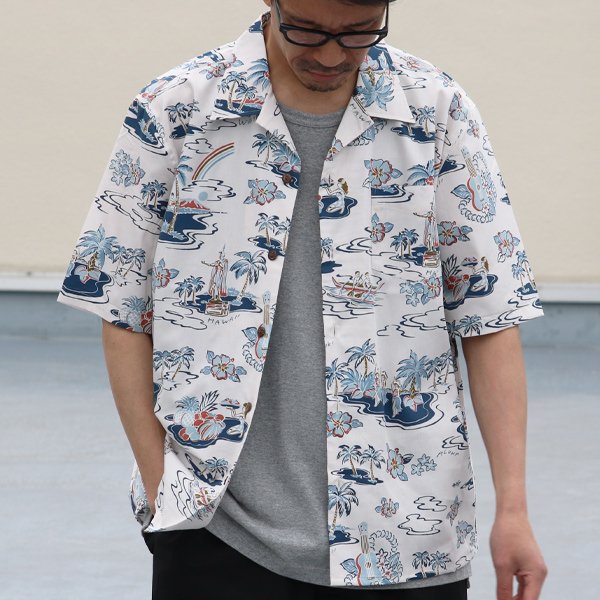 画像9: コットンレーヨン ヴィンテージアロハ柄 オープンカラー ハーフスリーブ シャツ【MADE IN JAPAN】『日本製』/ Upscape Audience