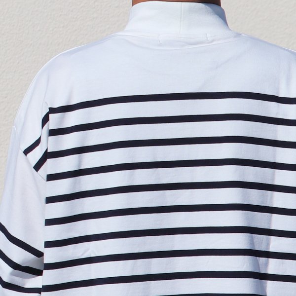 画像20: 「尾州」12オンス パネルボーダー モックネック ボクシーTシャツ【MADE IN JAPAN】『日本製』/ Upscape Audience