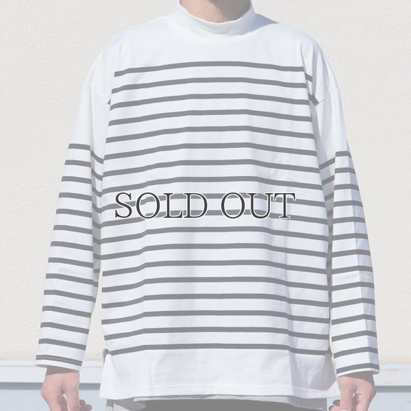 画像9: 「尾州」12オンス パネルボーダー モックネック ボクシーTシャツ【MADE IN JAPAN】『日本製』/ Upscape Audience