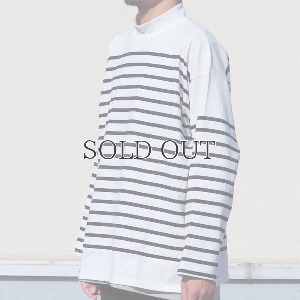 画像10: 「尾州」12オンス パネルボーダー モックネック ボクシーTシャツ【MADE IN JAPAN】『日本製』/ Upscape Audience