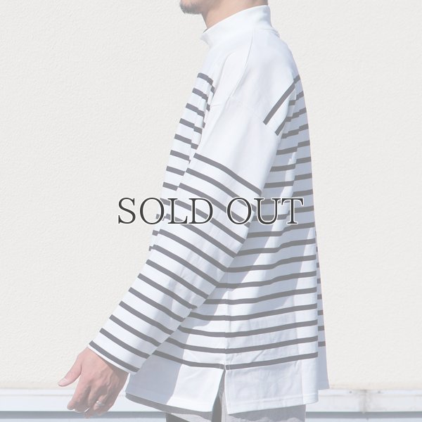 画像11: 「尾州」12オンス パネルボーダー モックネック ボクシーTシャツ【MADE IN JAPAN】『日本製』/ Upscape Audience