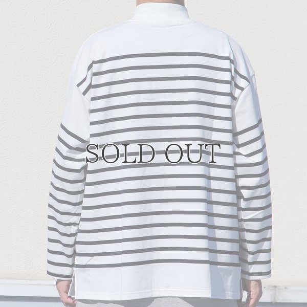 画像12: 「尾州」12オンス パネルボーダー モックネック ボクシーTシャツ【MADE IN JAPAN】『日本製』/ Upscape Audience