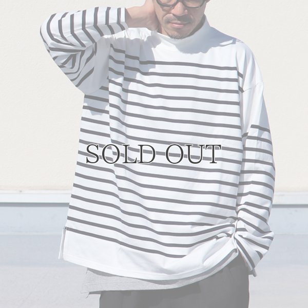 画像3: 「尾州」12オンス パネルボーダー モックネック ボクシーTシャツ【MADE IN JAPAN】『日本製』/ Upscape Audience