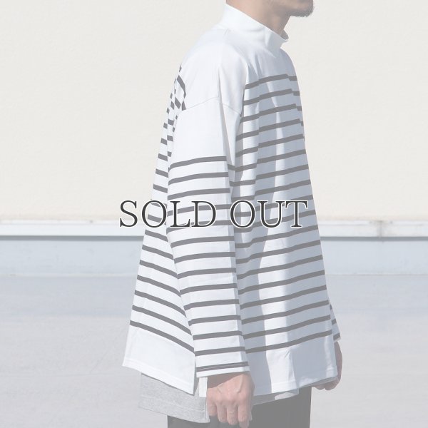 画像5: 「尾州」12オンス パネルボーダー モックネック ボクシーTシャツ【MADE IN JAPAN】『日本製』/ Upscape Audience