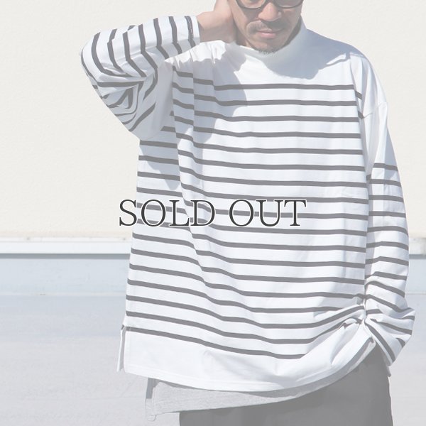 画像8: 「尾州」12オンス パネルボーダー モックネック ボクシーTシャツ【MADE IN JAPAN】『日本製』/ Upscape Audience