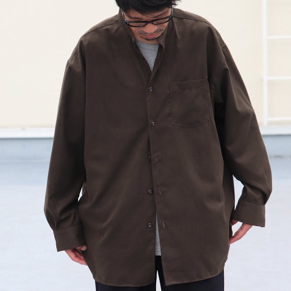 画像3: フェイクスウェード バンドカラー ボクシーAライン 長袖シャツ【MADE IN JAPAN】『日本製』/ Upscape Audience