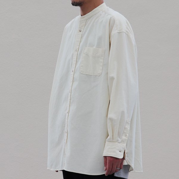 画像10: 21W(ウェール)コーデュロイ バンドカラー ボクシーAライン 長袖シャツ【MADE IN JAPAN】『日本製』/ Upscape Audience