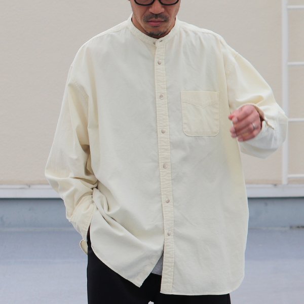 画像8: 21W(ウェール)コーデュロイ バンドカラー ボクシーAライン 長袖シャツ【MADE IN JAPAN】『日本製』/ Upscape Audience