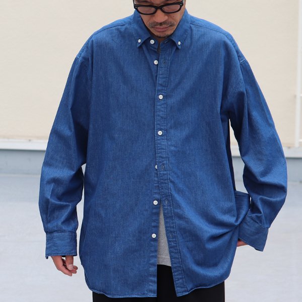 画像3: 「備中備後」6オンス デニム 釦ダウン ボクシーAライン 長袖シャツ【MADE IN JAPAN】『日本製』/ Upscape Audience