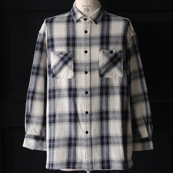 画像9: 10/2ヘビーツイル ヴィンテージチェック レギュラーカラー ボクシーAライン 長袖シャツ【MADE IN JAPAN】『日本製』/ Upscape Audience