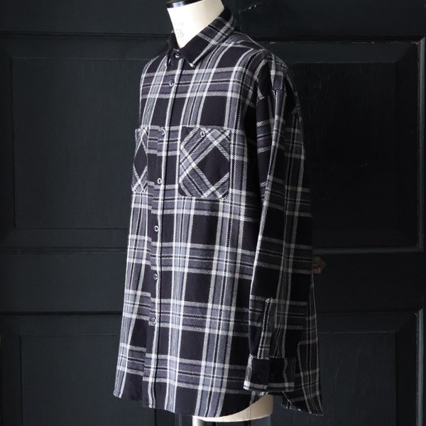 画像9: 10/2ヘビーツイル ヴィンテージチェック レギュラーカラー ボクシーAライン 長袖シャツ【MADE IN JAPAN】『日本製』/ Upscape Audience