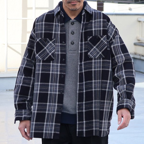 画像3: 10/2ヘビーツイル ヴィンテージチェック レギュラーカラー ボクシーAライン 長袖シャツ【MADE IN JAPAN】『日本製』/ Upscape Audience
