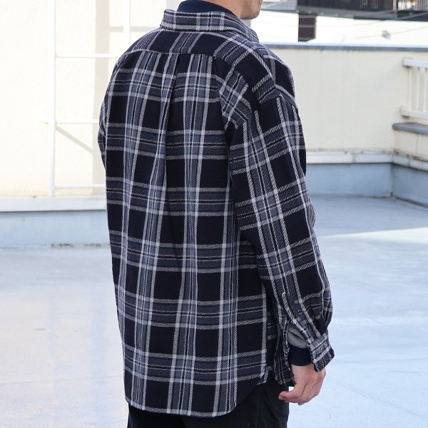 画像5: 10/2ヘビーツイル ヴィンテージチェック レギュラーカラー ボクシーAライン 長袖シャツ【MADE IN JAPAN】『日本製』/ Upscape Audience