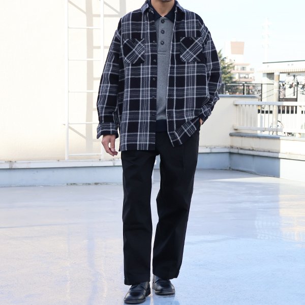 画像7: 10/2ヘビーツイル ヴィンテージチェック レギュラーカラー ボクシーAライン 長袖シャツ【MADE IN JAPAN】『日本製』/ Upscape Audience
