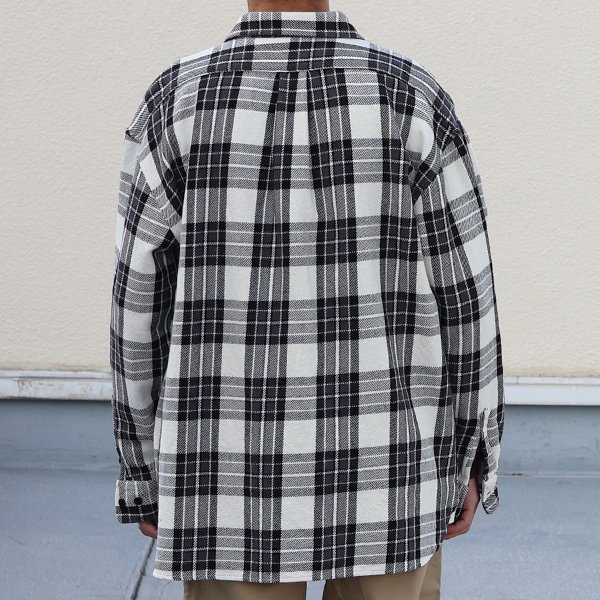 画像5: 10/2ヘビーツイル ヴィンテージチェック レギュラーカラー ボクシーAライン 長袖シャツ【MADE IN JAPAN】『日本製』/ Upscape Audience