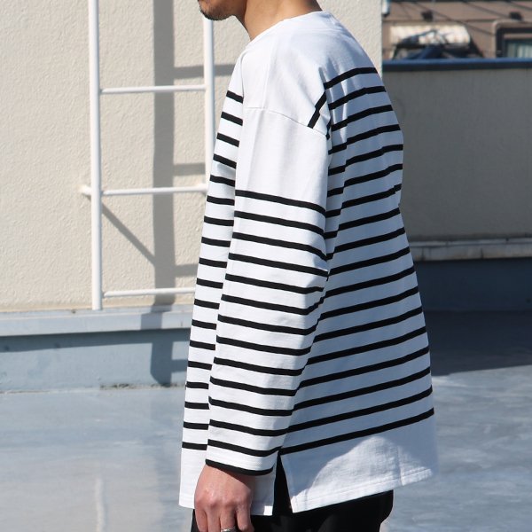 画像11: 「尾州」12オンス パネルボーダー ボートネック ボクシーTシャツ【MADE IN JAPAN】『日本製』/ Upscape Audience