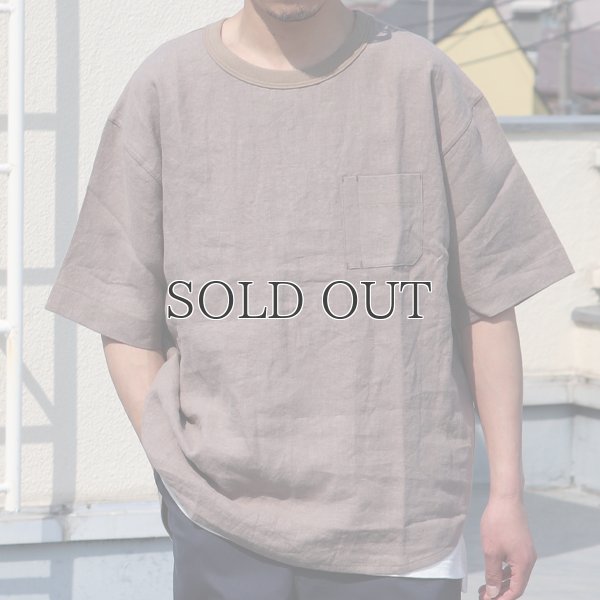 画像4: フレンチリネン グラスポケ付 ヘムラウンド ハーフスリーブ フハクシャツ【MADE IN JAPAN】『日本製』/ Upscape Audience