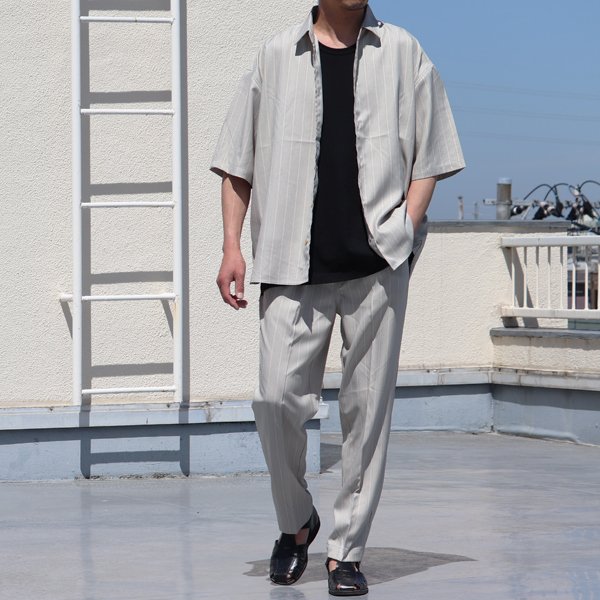 画像6: Reflax®(リフラクス) TECH  リネンライク  LINON(リノン) ストライプ レギュラーカラー ボクシーAライン ハーフスリーブシャツ【MADE IN JAPAN】『日本製』/ Upscape Audience