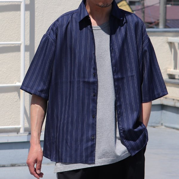 画像7: Reflax®(リフラクス) TECH  リネンライク  LINON(リノン) ストライプ レギュラーカラー ボクシーAライン ハーフスリーブシャツ【MADE IN JAPAN】『日本製』/ Upscape Audience