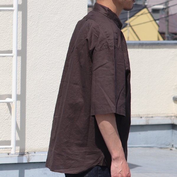 画像20: 綿麻ワッシャーキャンバス ボタンダウン ボクシーAライン ハーフスリーブシャツ【MADE IN JAPAN】『日本製』/ Upscape Audience