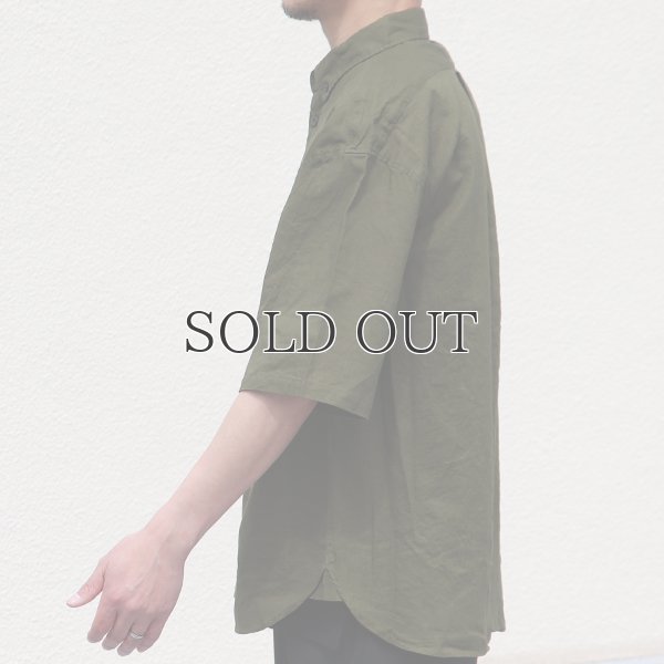 画像10: 綿麻ワッシャーキャンバス ボタンダウン ボクシーAライン ハーフスリーブシャツ【MADE IN JAPAN】『日本製』/ Upscape Audience
