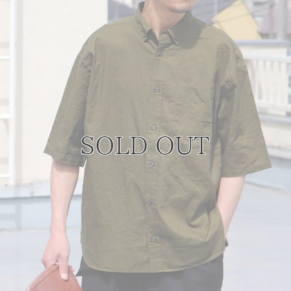 画像3: 綿麻ワッシャーキャンバス ボタンダウン ボクシーAライン ハーフスリーブシャツ【MADE IN JAPAN】『日本製』/ Upscape Audience