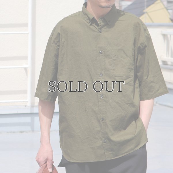 画像4: 綿麻ワッシャーキャンバス ボタンダウン ボクシーAライン ハーフスリーブシャツ【MADE IN JAPAN】『日本製』/ Upscape Audience