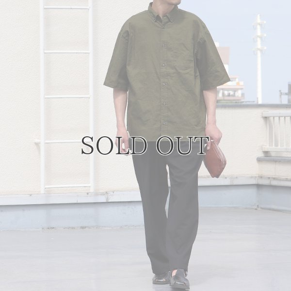 画像7: 綿麻ワッシャーキャンバス ボタンダウン ボクシーAライン ハーフスリーブシャツ【MADE IN JAPAN】『日本製』/ Upscape Audience