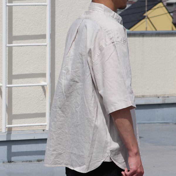 画像6: 綿麻ワッシャーキャンバス ボタンダウン ボクシーAライン ハーフスリーブシャツ【MADE IN JAPAN】『日本製』/ Upscape Audience