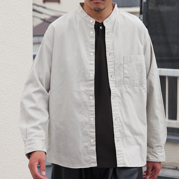 画像10: ワンウォッシュ バンドカラー L/S テーパードシャツ【MADE IN JAPAN】『日本製』/ Upscape Audience