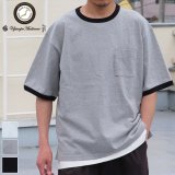 丸胴ヘビーウェイト(度詰天竺）10オンス サイドスリット グラスポケ リンガーTシャツ【MADE IN JAPAN】『日本製』/ Upscape Audience