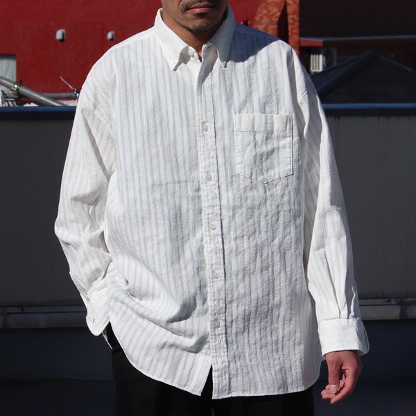 画像4: レノクロス（からみ織）ボタンダウン ボクシーAライン 長袖シャツ【MADE IN JAPAN】『日本製』/ Upscape Audience