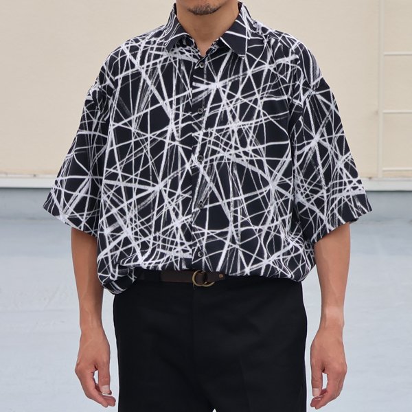 画像7: 「丹後」レーヨンライク ピーチファイユ ネオン&リーフパターン レギュラーカラー ハーフスリーブシャツ【MADE IN JAPAN】『日本製』/ Upscape Audience