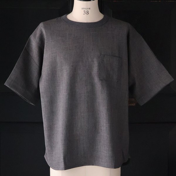 画像6: Naturemier™️（ナチュレミア）TECH リネンライク メランジクロス クルーネック グラスポケット ハーフスリーブ シャツ【MADE IN JAPAN】『日本製』/ Upscape Audience