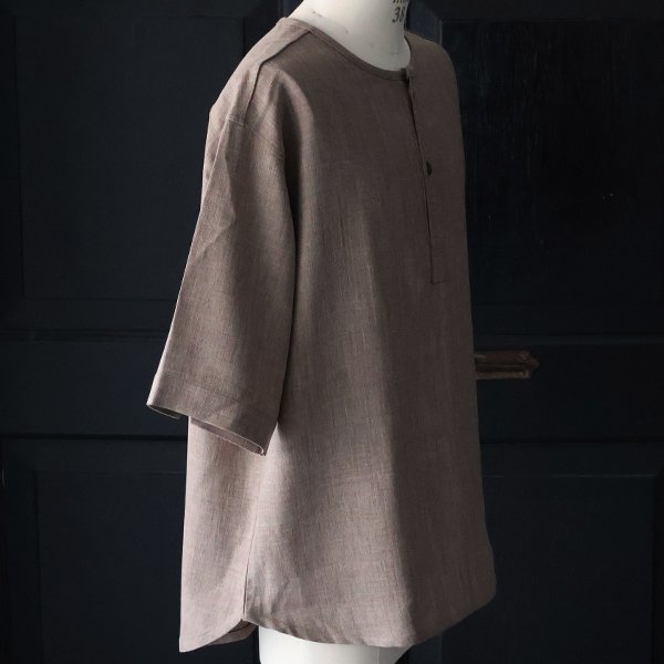 画像16: Naturemier™️(ナチュレミア)TECH リネンライク メランジクロス クルーネック スリーピング ハーフスリーブシャツ【MADE IN JAPAN】『日本製』/ Upscape Audience