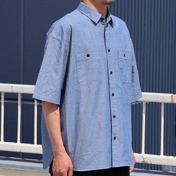 画像21: 播州織 ダンガリー レギュラーカラー ボクシーAライン ハーフスリーブ ワークシャツ【MADE IN JAPAN】『日本製』/ Upscape Audience