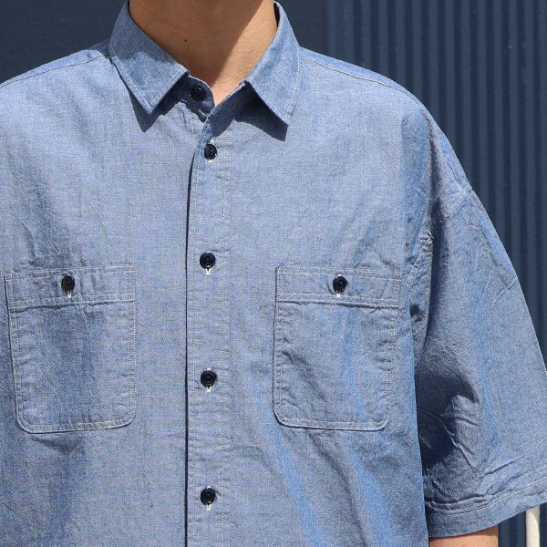 画像22: 播州織 ダンガリー レギュラーカラー ボクシーAライン ハーフスリーブ ワークシャツ【MADE IN JAPAN】『日本製』/ Upscape Audience