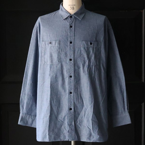 画像9: 播州織 ダンガリー レギュラーカラー ボクシーAライン 長袖ワークシャツ【MADE IN JAPAN】『日本製』/ Upscape Audience